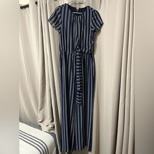 Michael Kors Navy and White Striped jumper